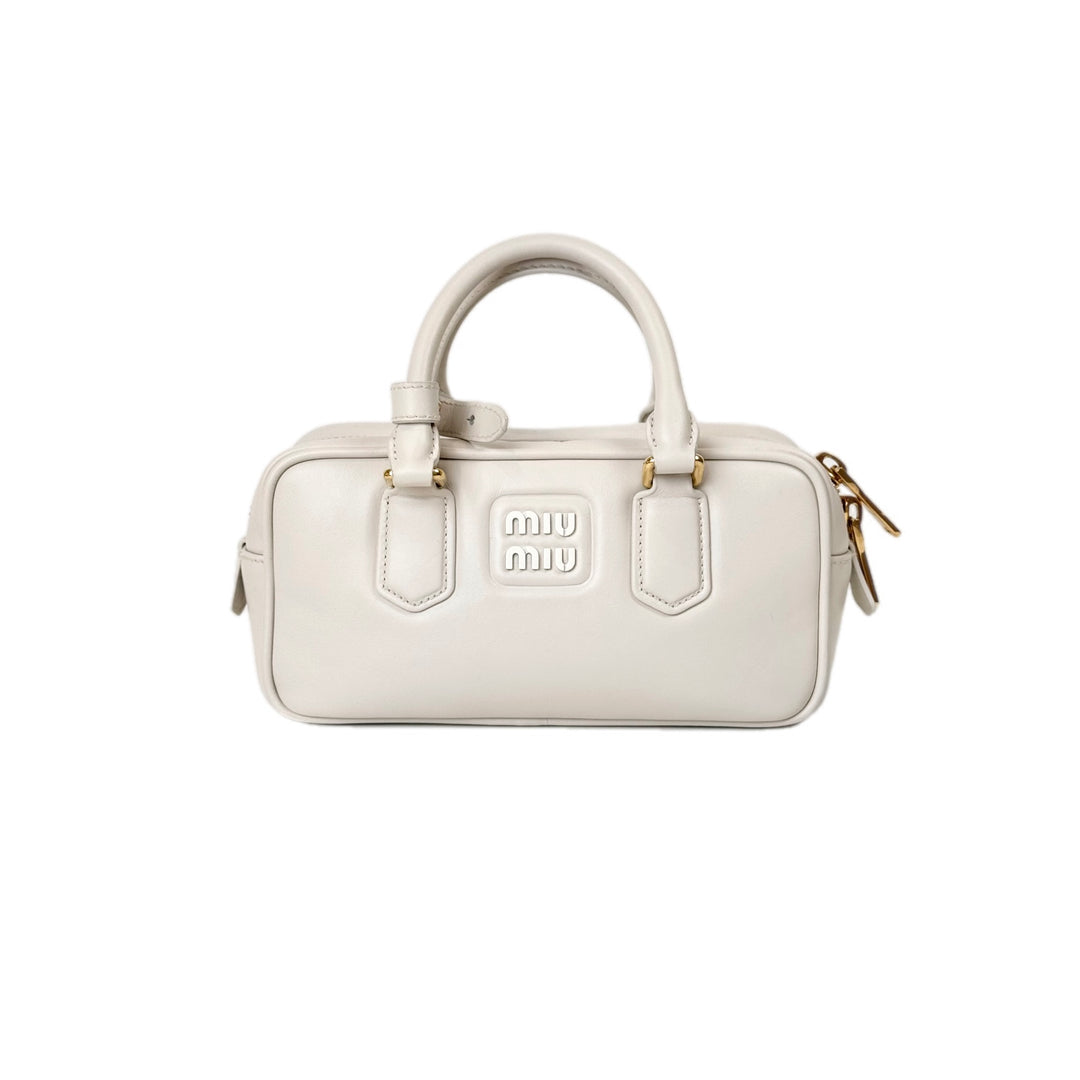 Miumiu Arcadie Leather Bag Regular Size White