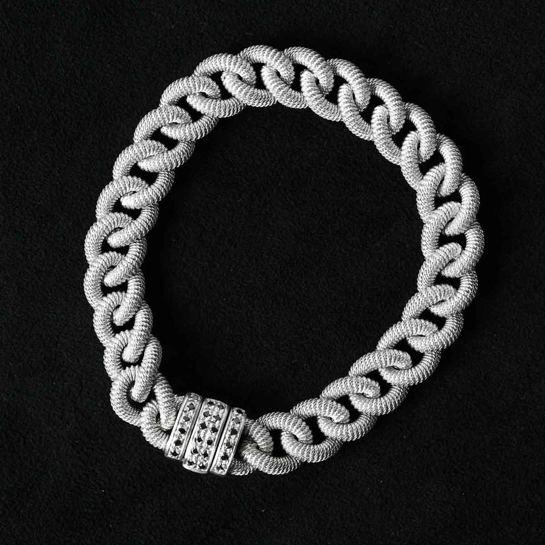 Silver 925 Black Diamonds D0.3ct Rhodium Plated Bracelet, Made in Italy