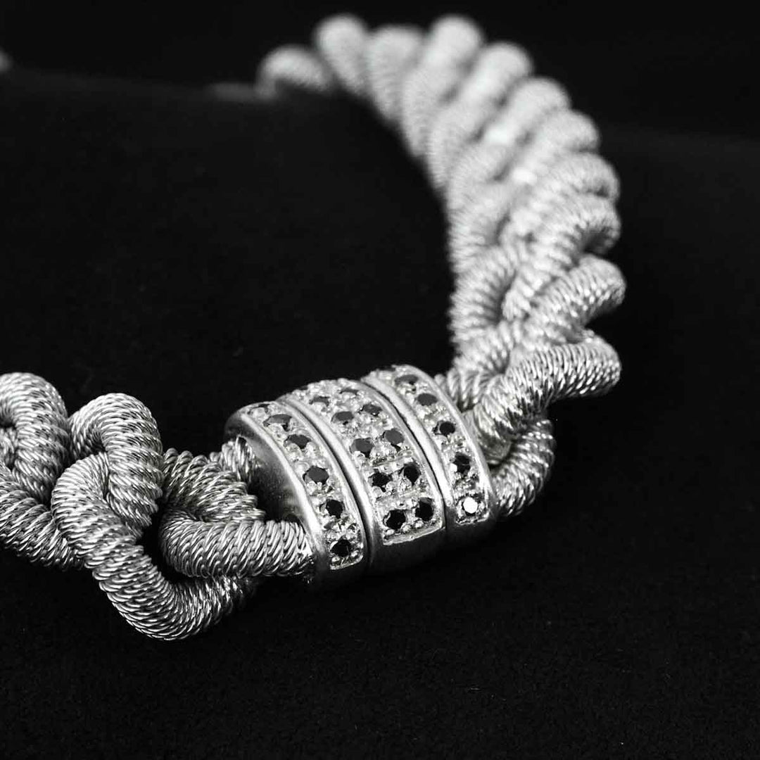 Silver 925 Black Diamonds D0.3ct Rhodium Plated Bracelet, Made in Italy