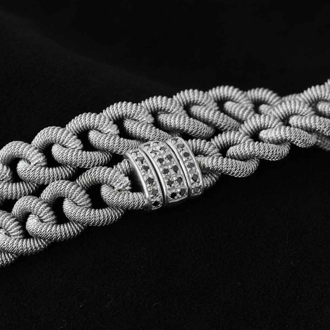 Silver 925 Black Diamonds D0.3ct Rhodium Plated Bracelet, Made in Italy