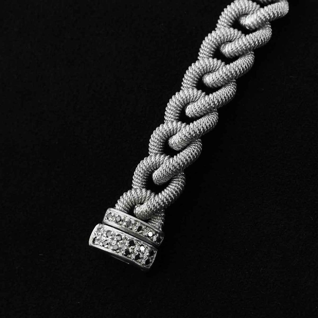 Silver 925 Black Diamonds D0.3ct Rhodium Plated Bracelet, Made in Italy