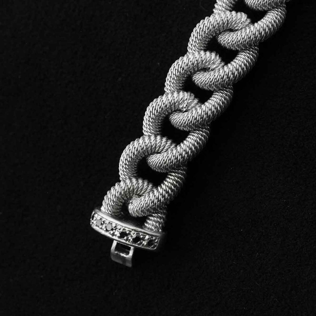 Silver 925 Black Diamonds D0.3ct Rhodium Plated Bracelet, Made in Italy