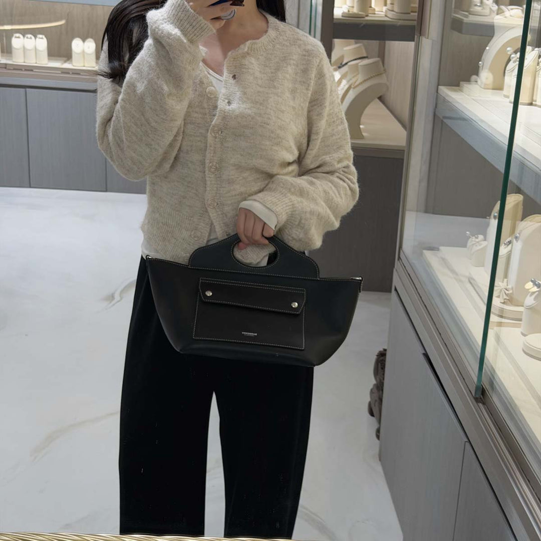 Burberry Soft Calfskin Small Pocket Tote Bag