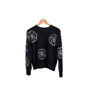 Chanel Black silk/cashmere Sweater with Camellia Motifs #36