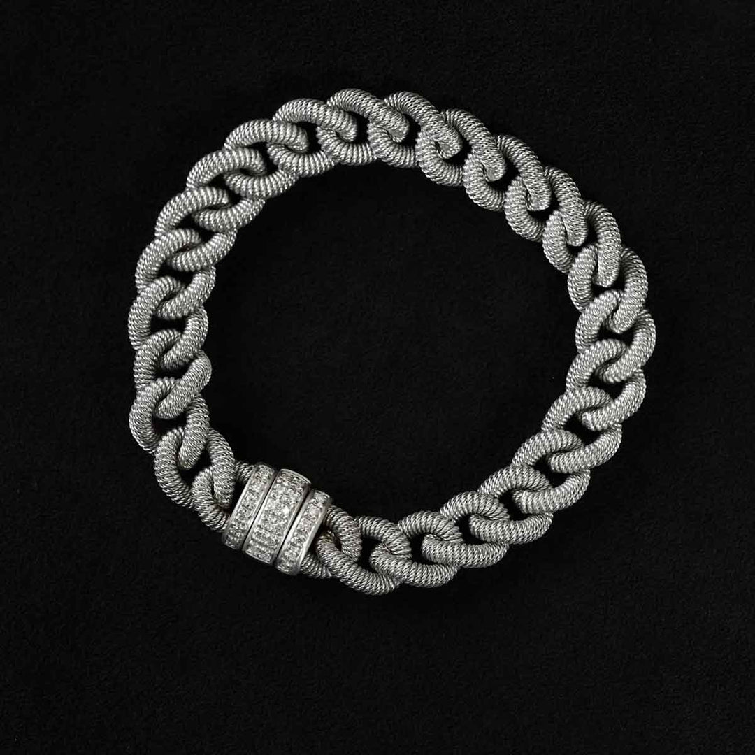 Silver 925 White Diamonds D0.3ct Rhodium Plated Bracelet, Made in Italy
