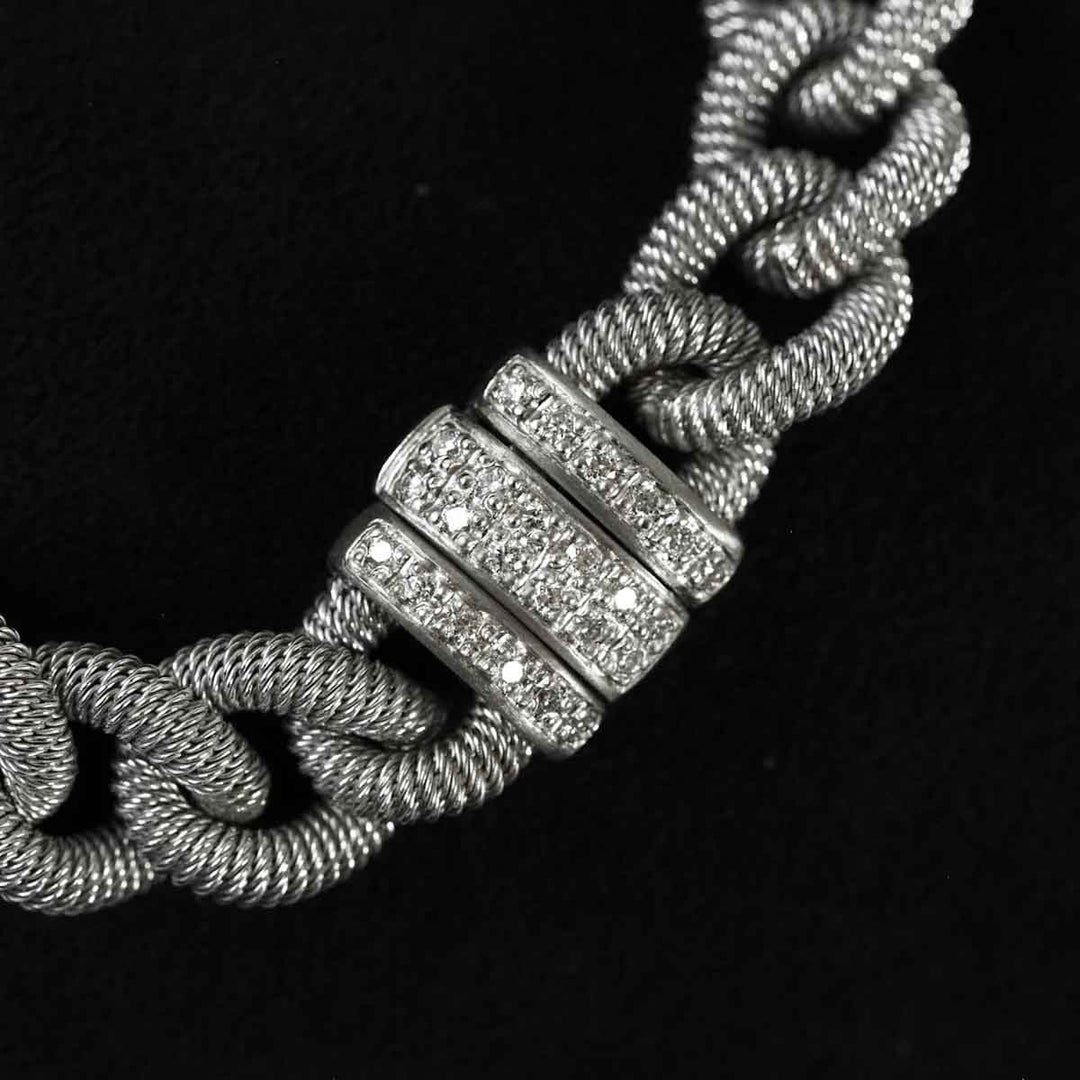 Silver 925 White Diamonds D0.3ct Rhodium Plated Bracelet, Made in Italy