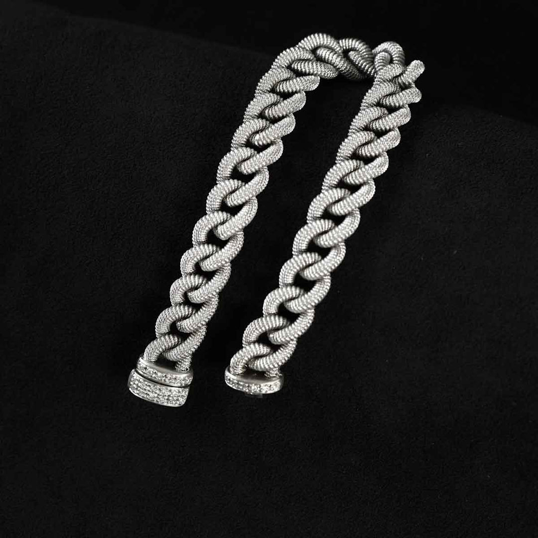 Silver 925 White Diamonds D0.3ct Rhodium Plated Bracelet, Made in Italy