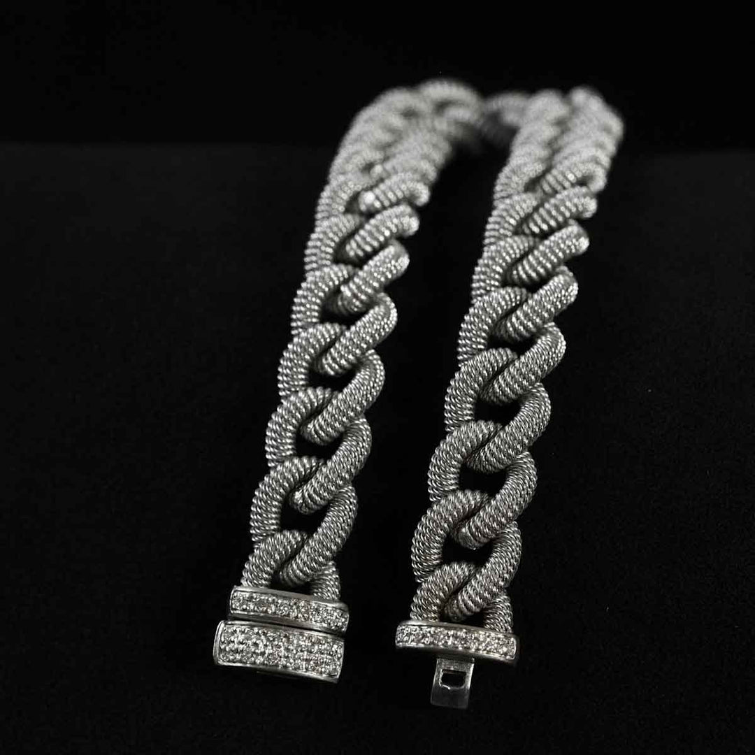 Silver 925 White Diamonds D0.3ct Rhodium Plated Bracelet, Made in Italy