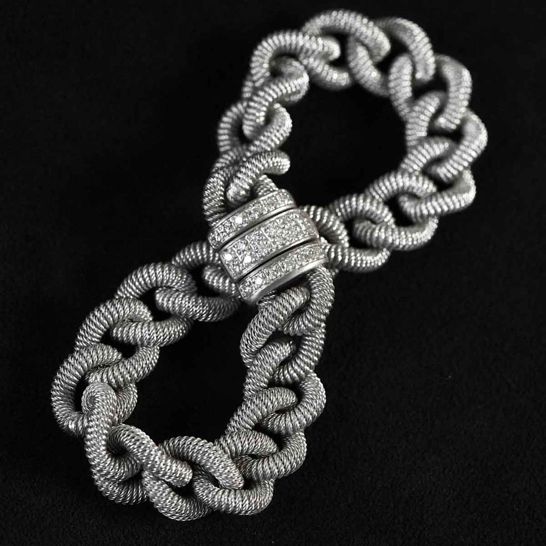 Silver 925 White Diamonds D0.3ct Rhodium Plated Bracelet, Made in Italy