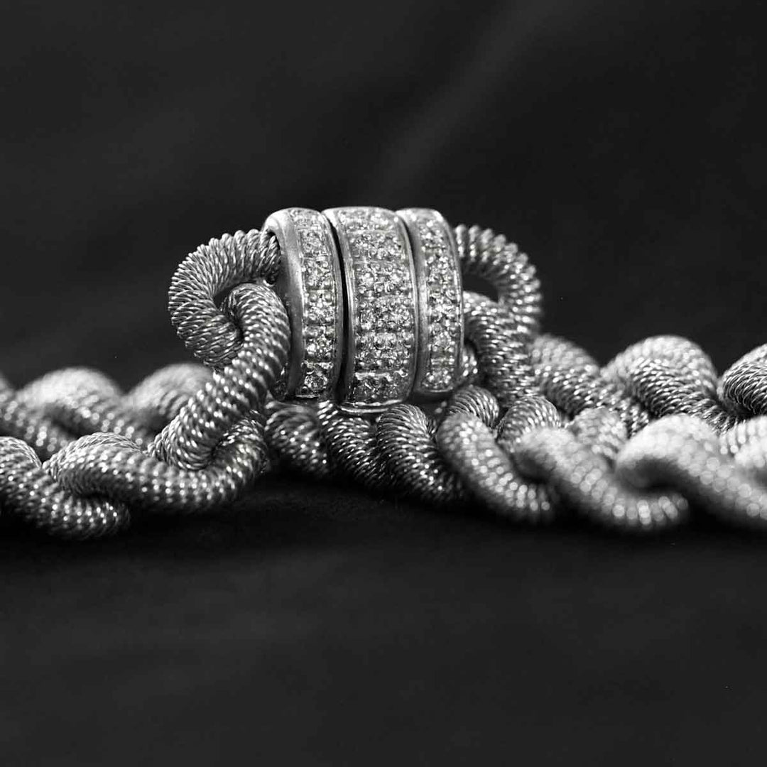 Silver 925 White Diamonds D0.3ct Rhodium Plated Bracelet, Made in Italy