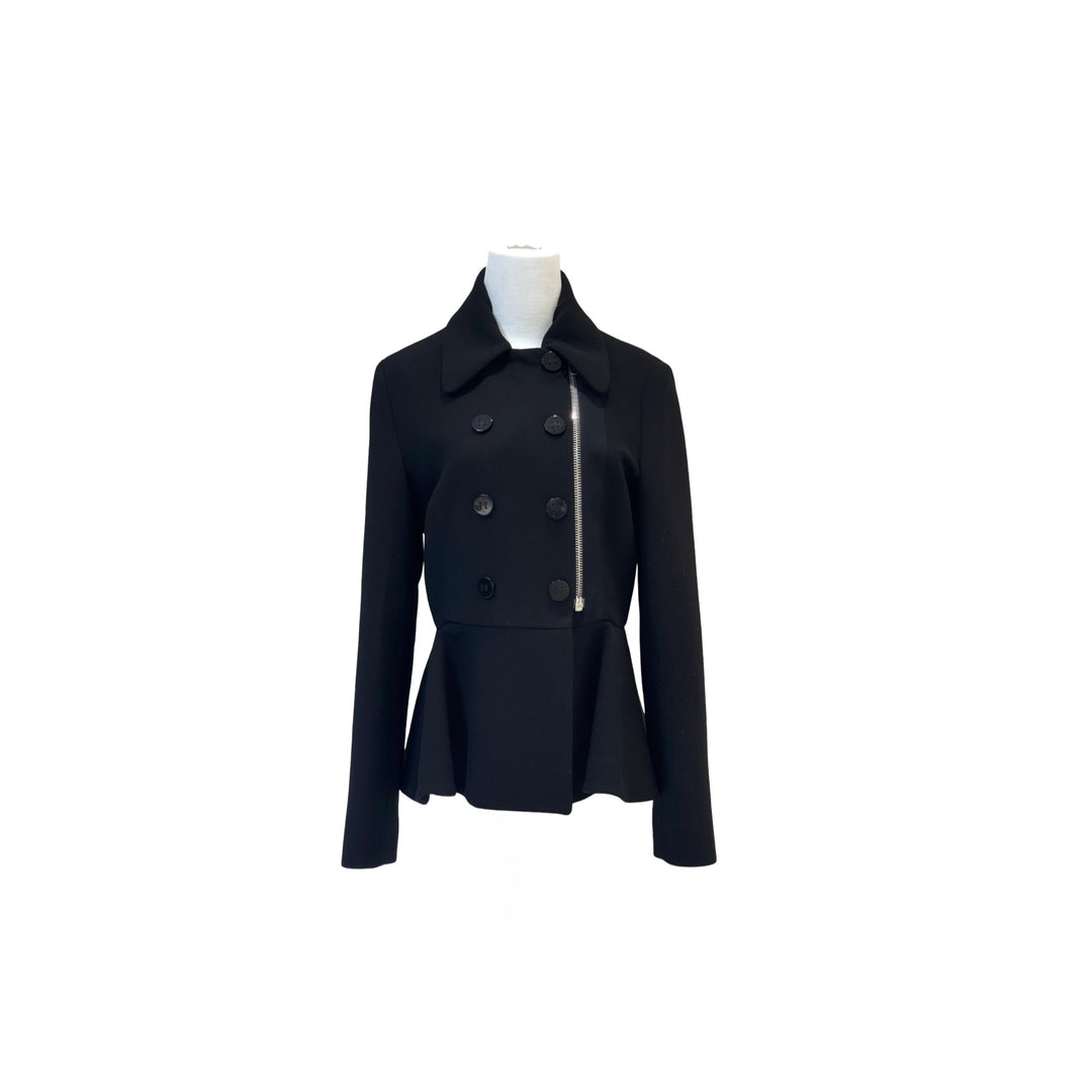 Miumiu Black Wool Caban Peplum Jacket #42