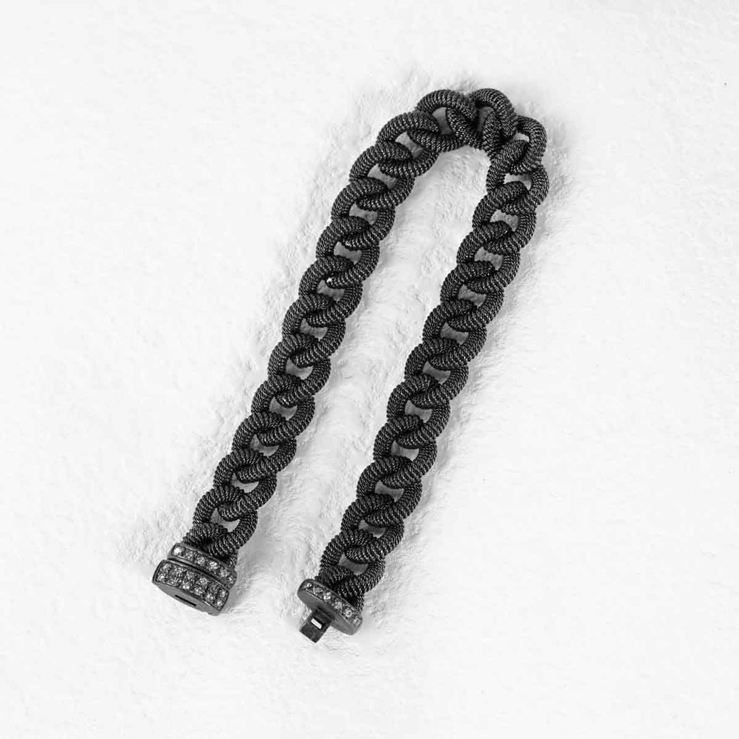 Silver 925 White Diamonds D0.3ct Black Rhodium Plated Bracelet, Made in Italy