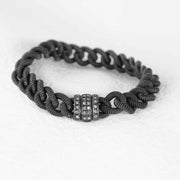 Silver 925 White Diamonds D0.3ct Black Rhodium Plated Bracelet, Made in Italy