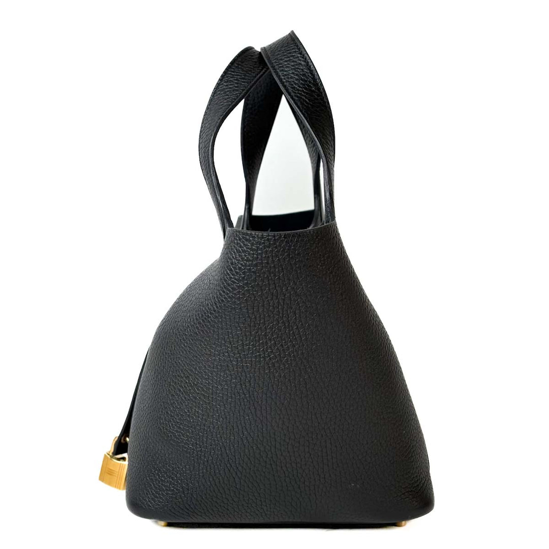 Hermes Picotin Black 18 Bag GHW