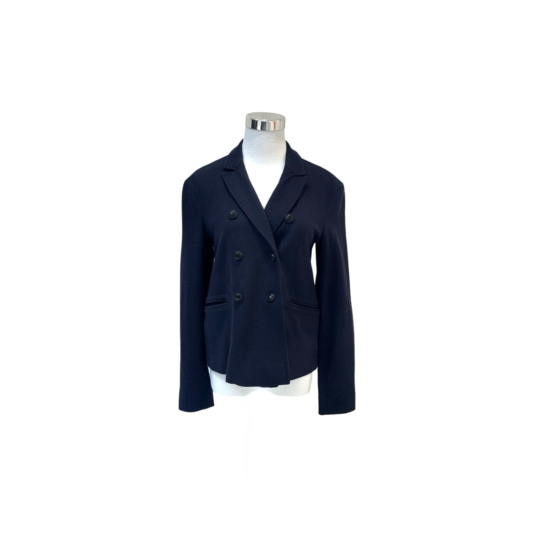 Burberry Short Navy Wool Brit Nova Check Trench Coat #US4