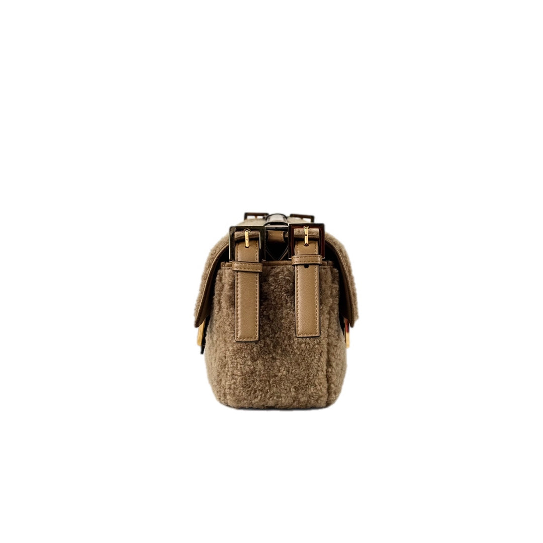 Fendi Baguette Brown Multi Shearling Bag