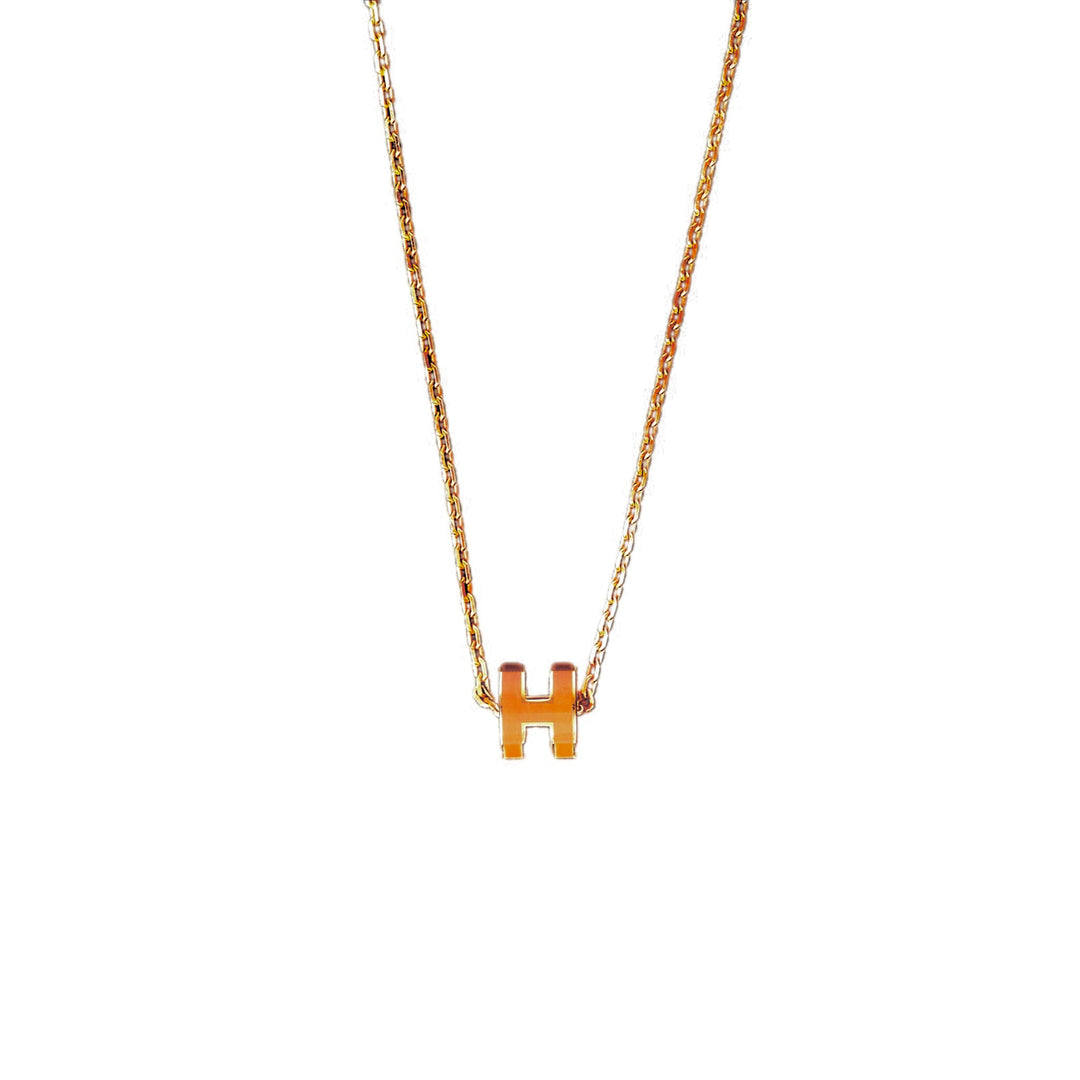 Hermes H Pop Necklace Caramel