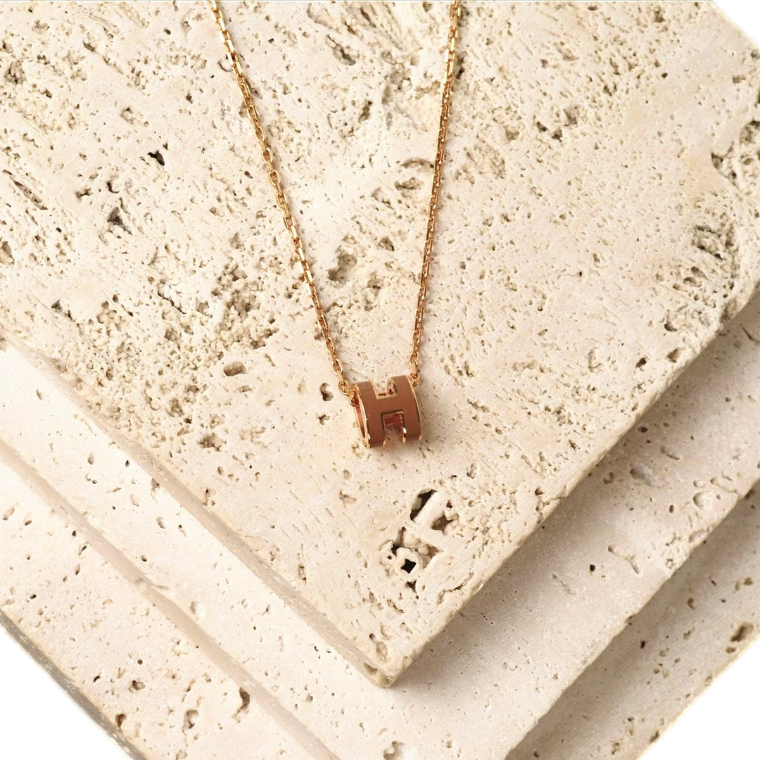 Hermes H Pop Necklace Caramel