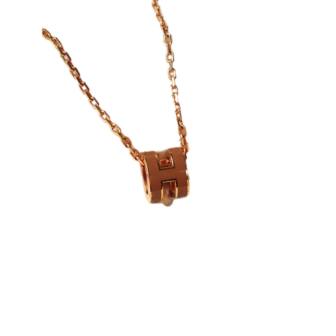 Hermes H Pop Necklace Caramel