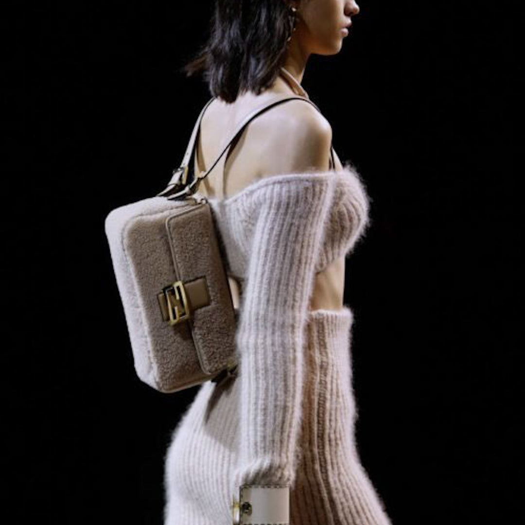 Fendi Baguette Brown Multi Shearling Bag