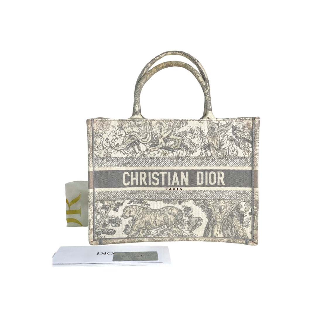 Dior Grey Animal Canvas Book Tote MM