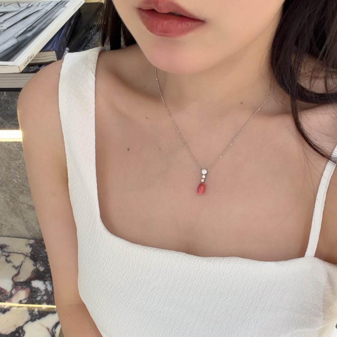 Conch Pearl Necklace D2.46ct d0.35ct 18K GUILD Flamingo Pink