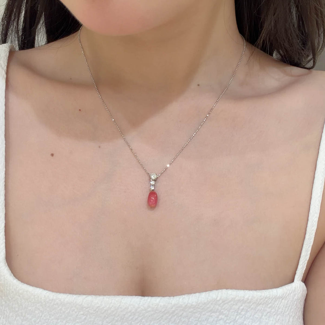 Conch Pearl Necklace D2.46ct d0.35ct 18K GUILD Flamingo Pink