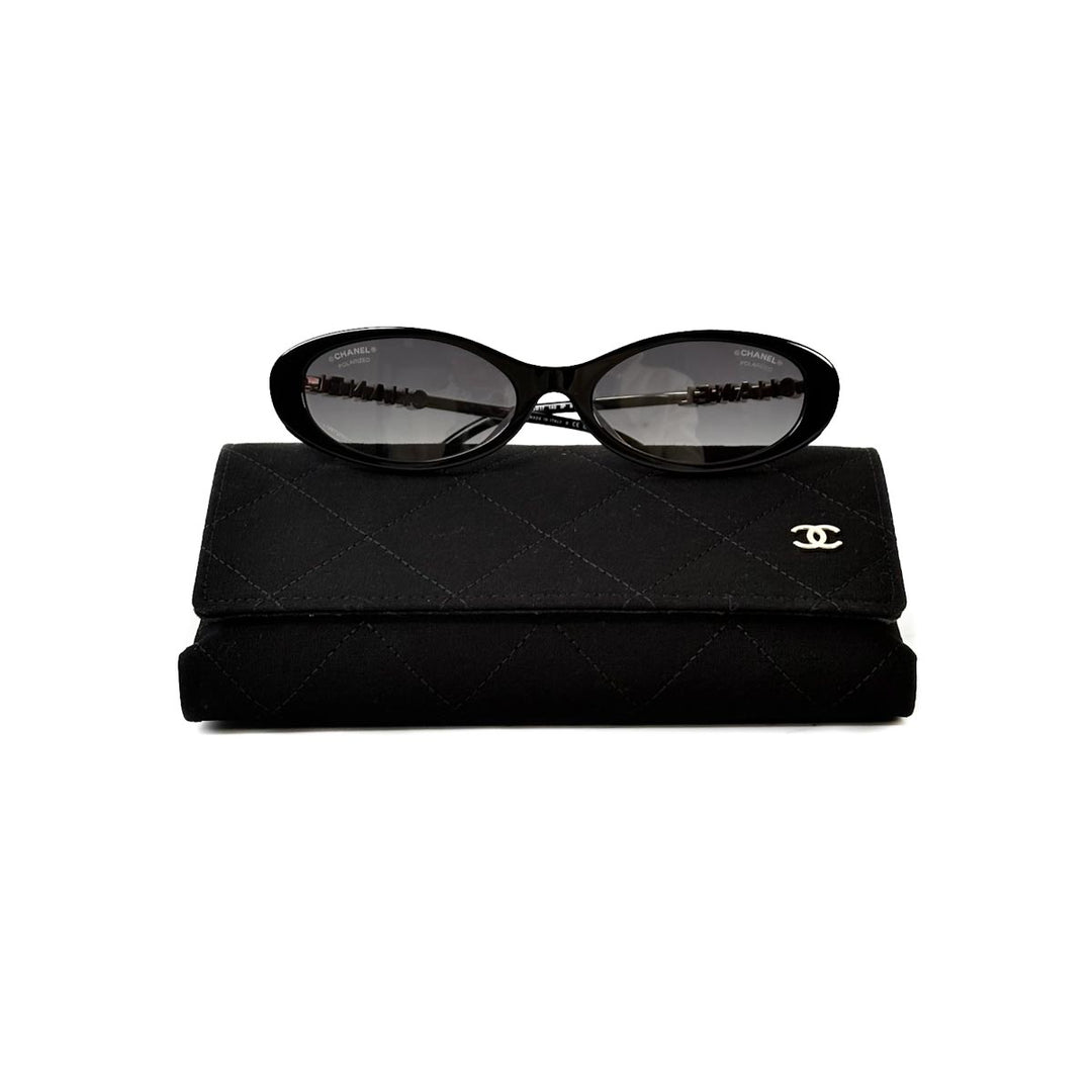 Chanel Black Oval Sunglasses