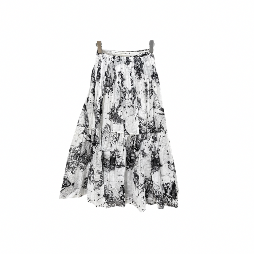 Dior White Toile de Jouy Zodiac Print Skirt#36