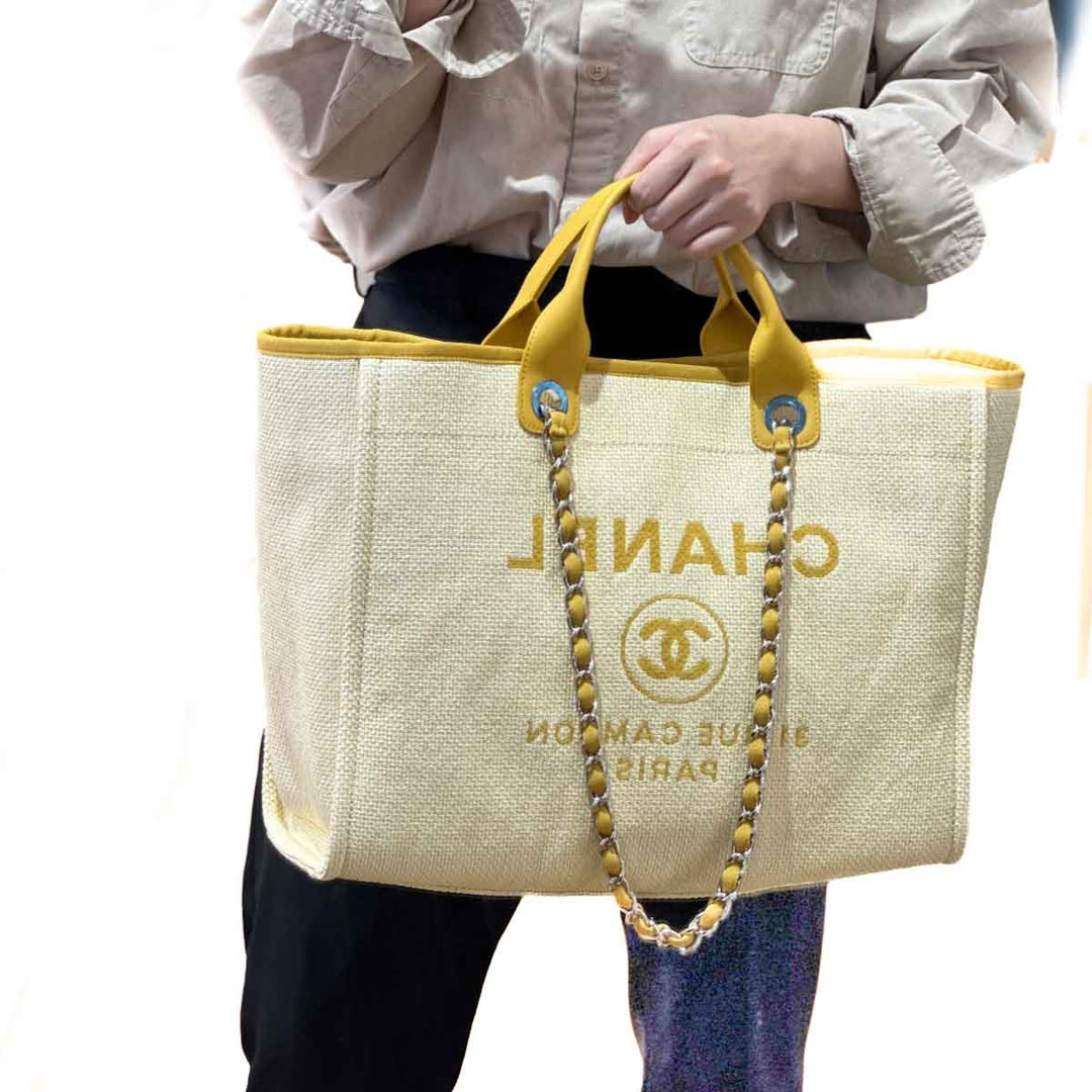 Chanel Yellow Deauville Large Tote Bag