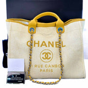 Chanel Yellow Deauville Large Tote Bag