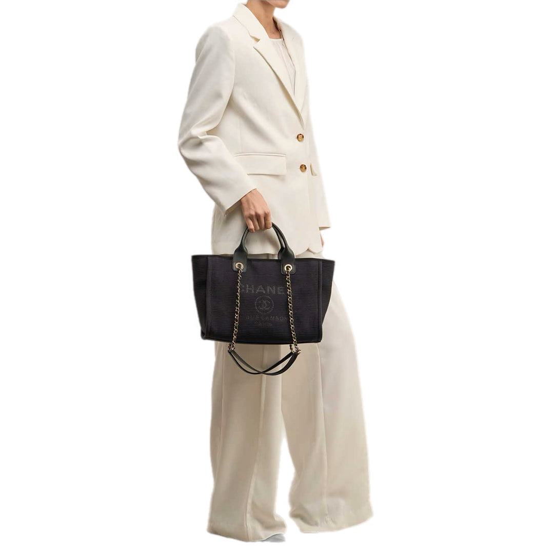 Chanel Tote Deauville Small Dark blue Bag