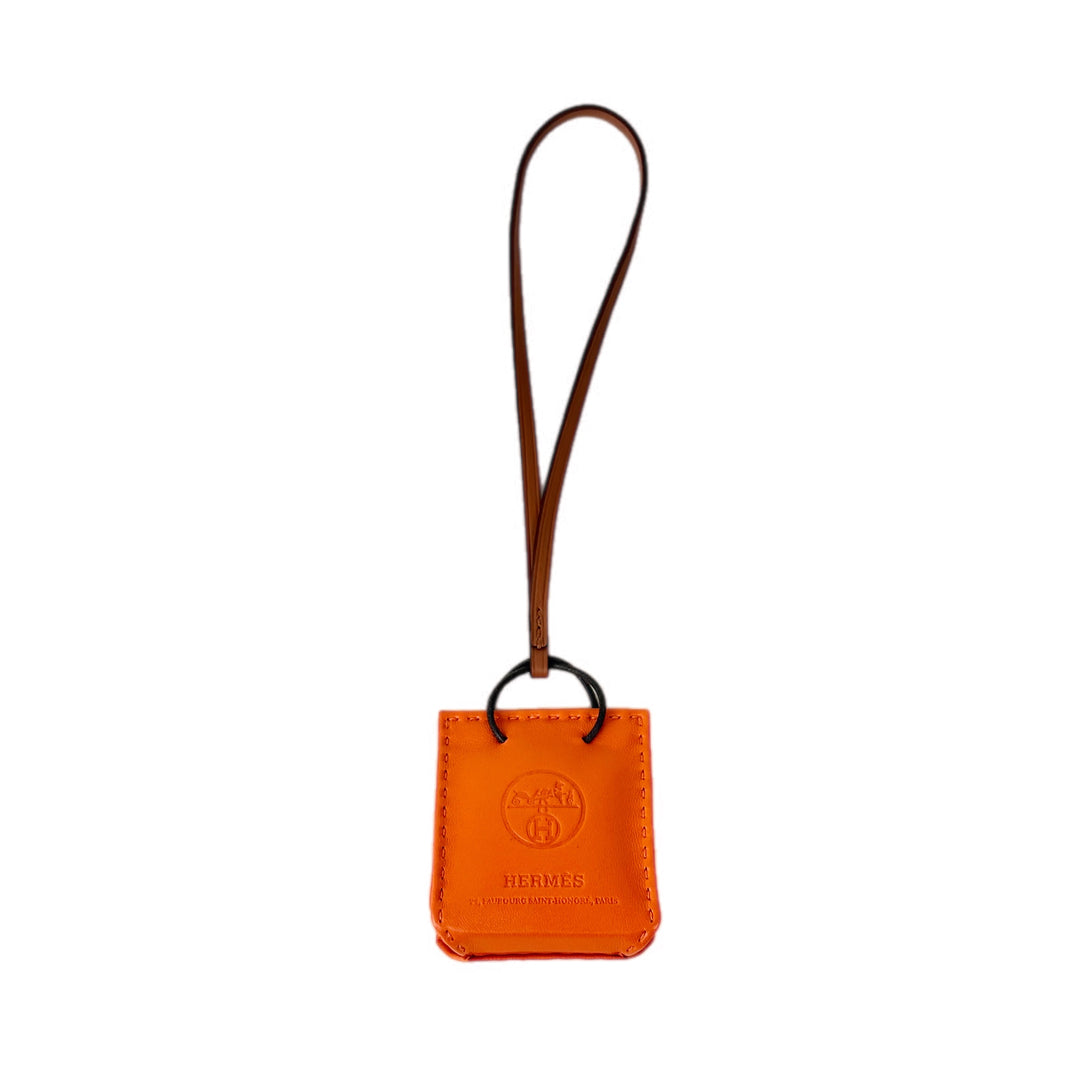 Hermes Orange Shopping Bag Charm