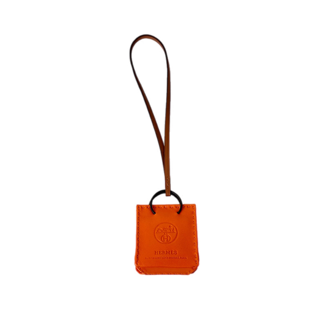 Hermes Orange Shopping Bag Charm