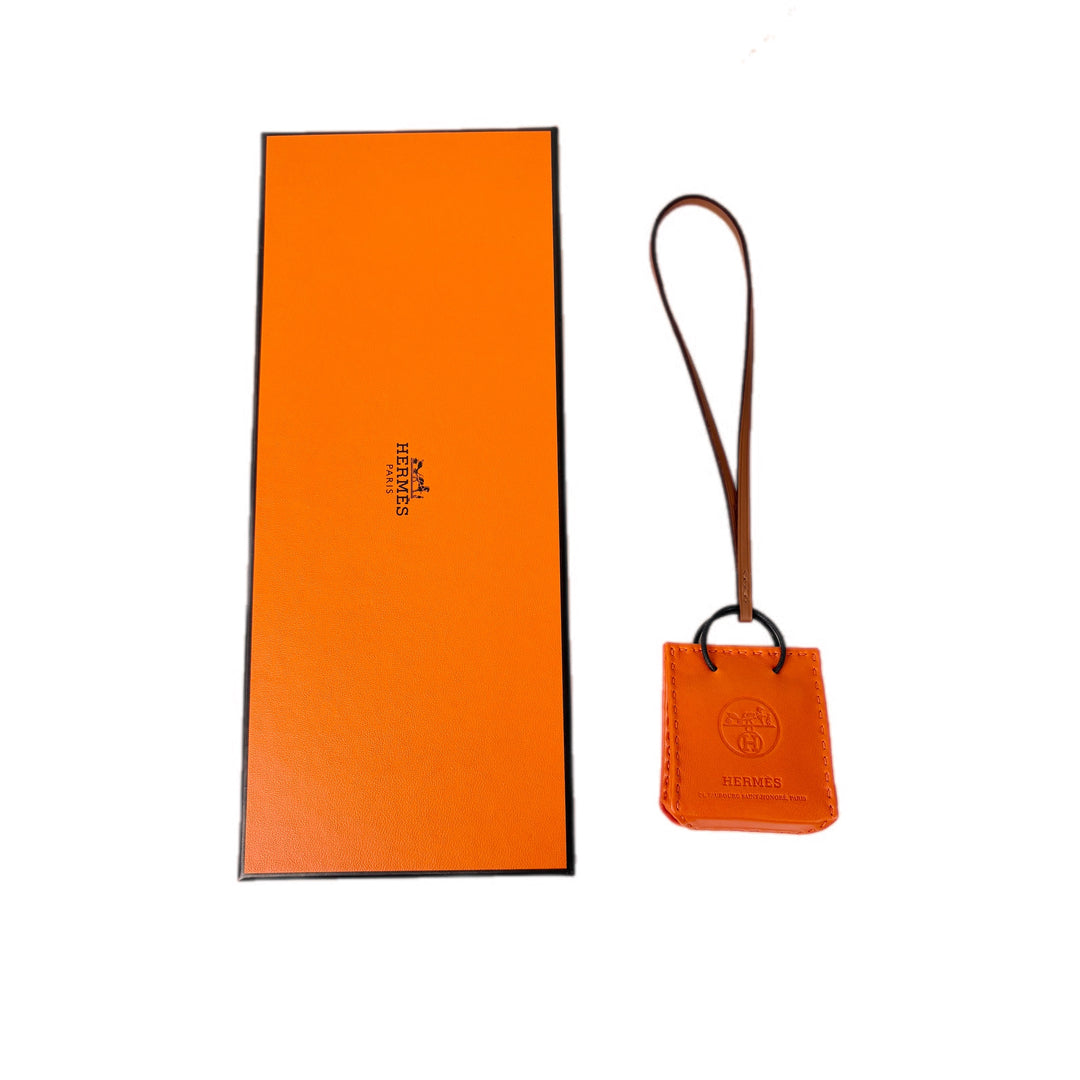 Hermes Orange Shopping Bag Charm