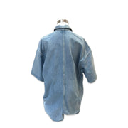 Prada Blue Short-Sleeve Denim Jumpsuit #42