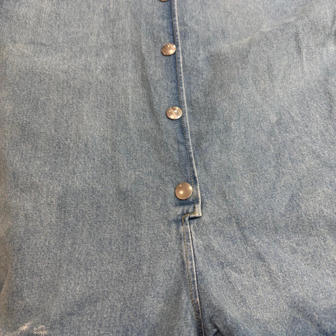 Prada Blue Short-Sleeve Denim Jumpsuit #42
