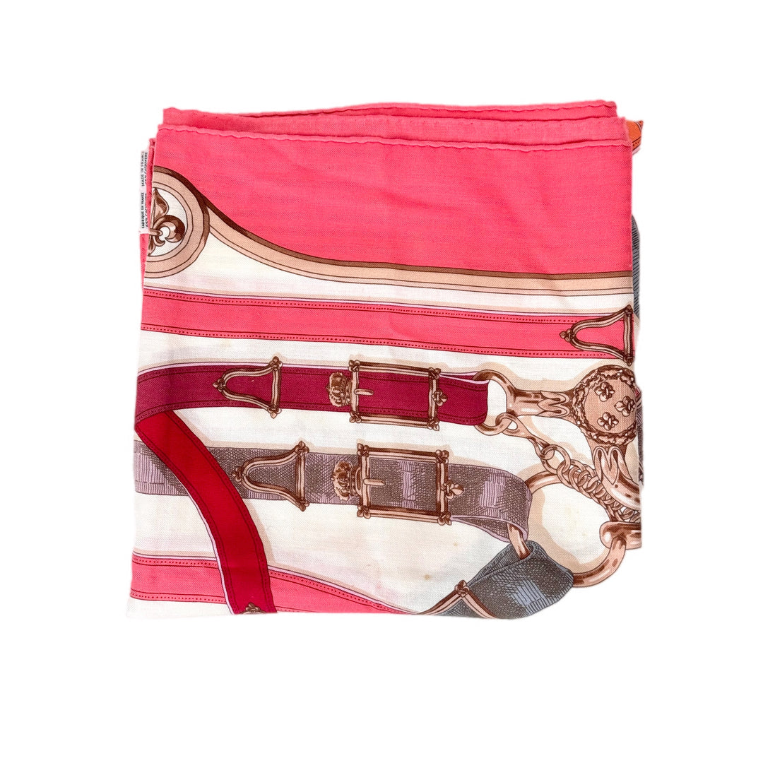 Hermes Pink Used Cashmere Scarf 140cm