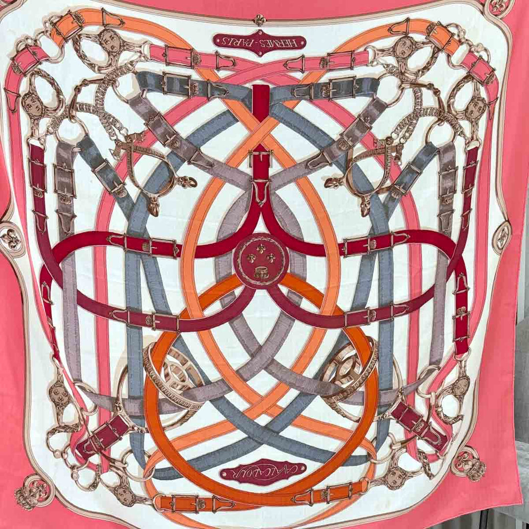 Hermes Pink Used Cashmere Scarf 140cm