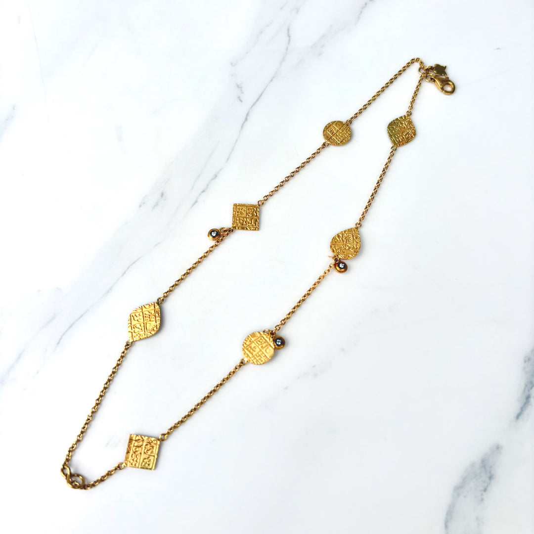 24K+18K Solid Yellow Gold Bracelet with Diamond Turkish Craft D0.085ct