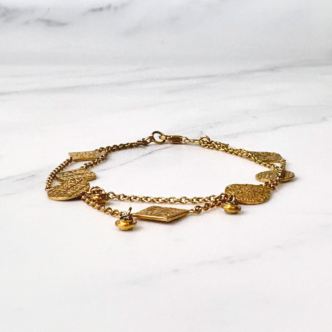 24K+18K Solid Yellow Gold Bracelet with Diamond Turkish Craft D0.085ct