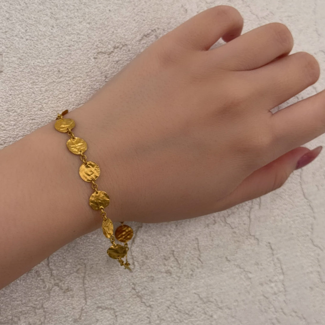 24K+18k Solid Yellow Gold Bracelet Turkish Craft 4.7g