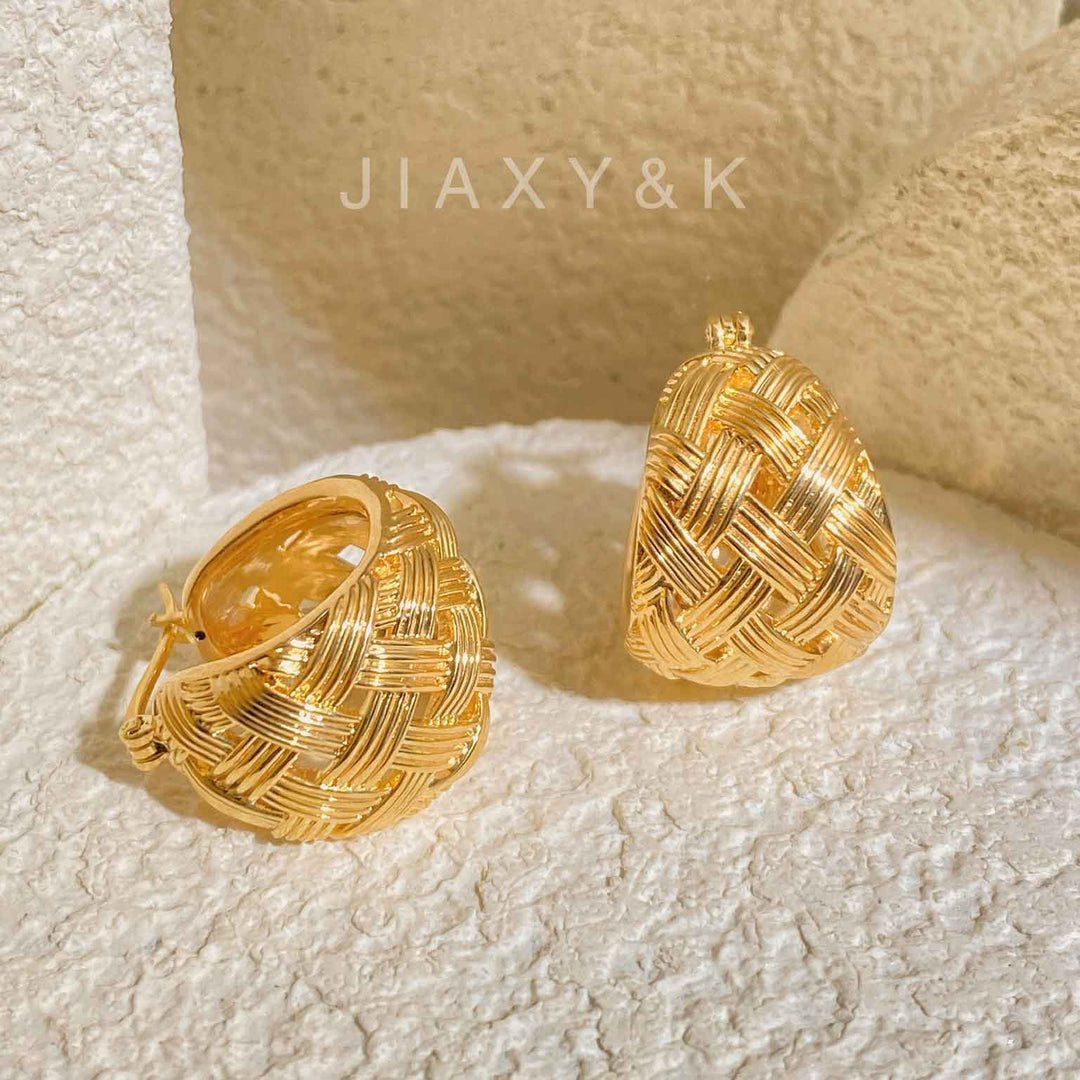 18K Solid Yellow Gold Earrings,3.14g