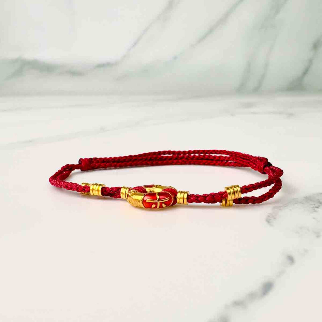 24k 999 Peace&Joy Lucky Red String Bracelet 1.22g