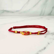 24k 999 Peace&Joy Lucky Red String Bracelet 1.22g