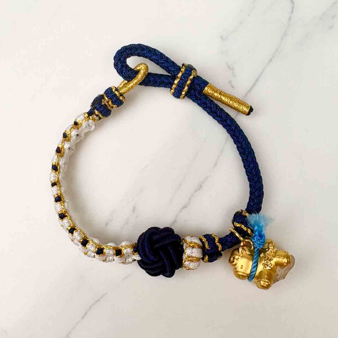 24k 999 Happy Pony Blue String Bracelet 0.83g