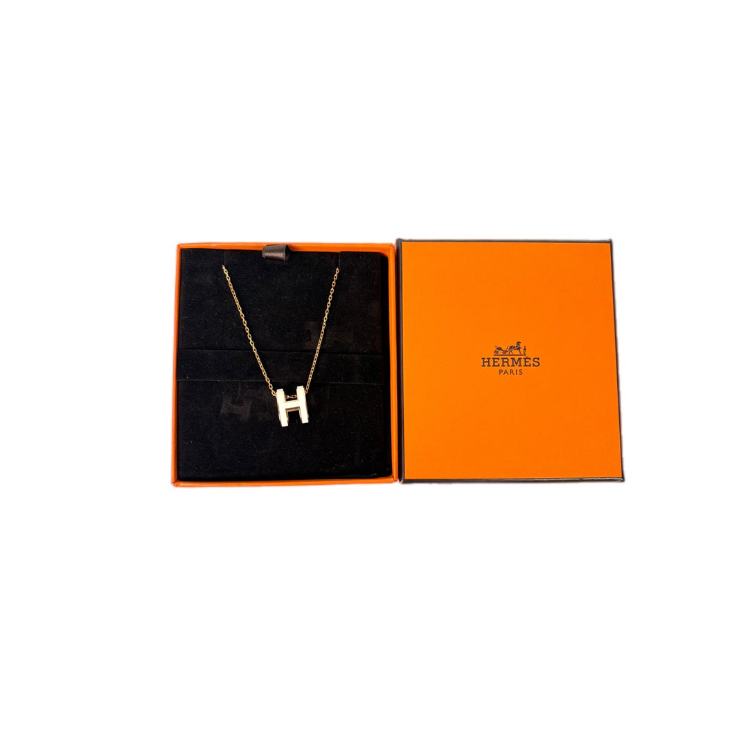 Hermes H Pop Necklace White