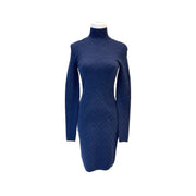 Pre-owned Fendi FF Logo Navy Long Dress in Viscose