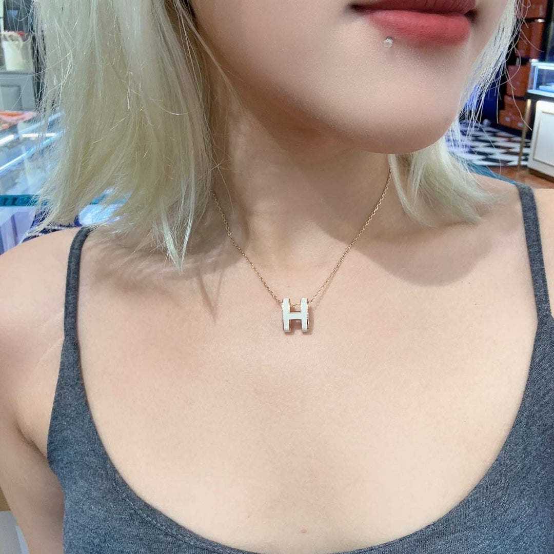 Hermes H Pop Necklace White