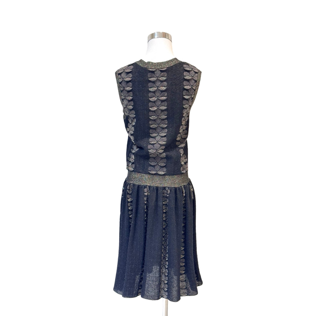 Chanel Black/Gold Sleeveless Knit Long Dress #38